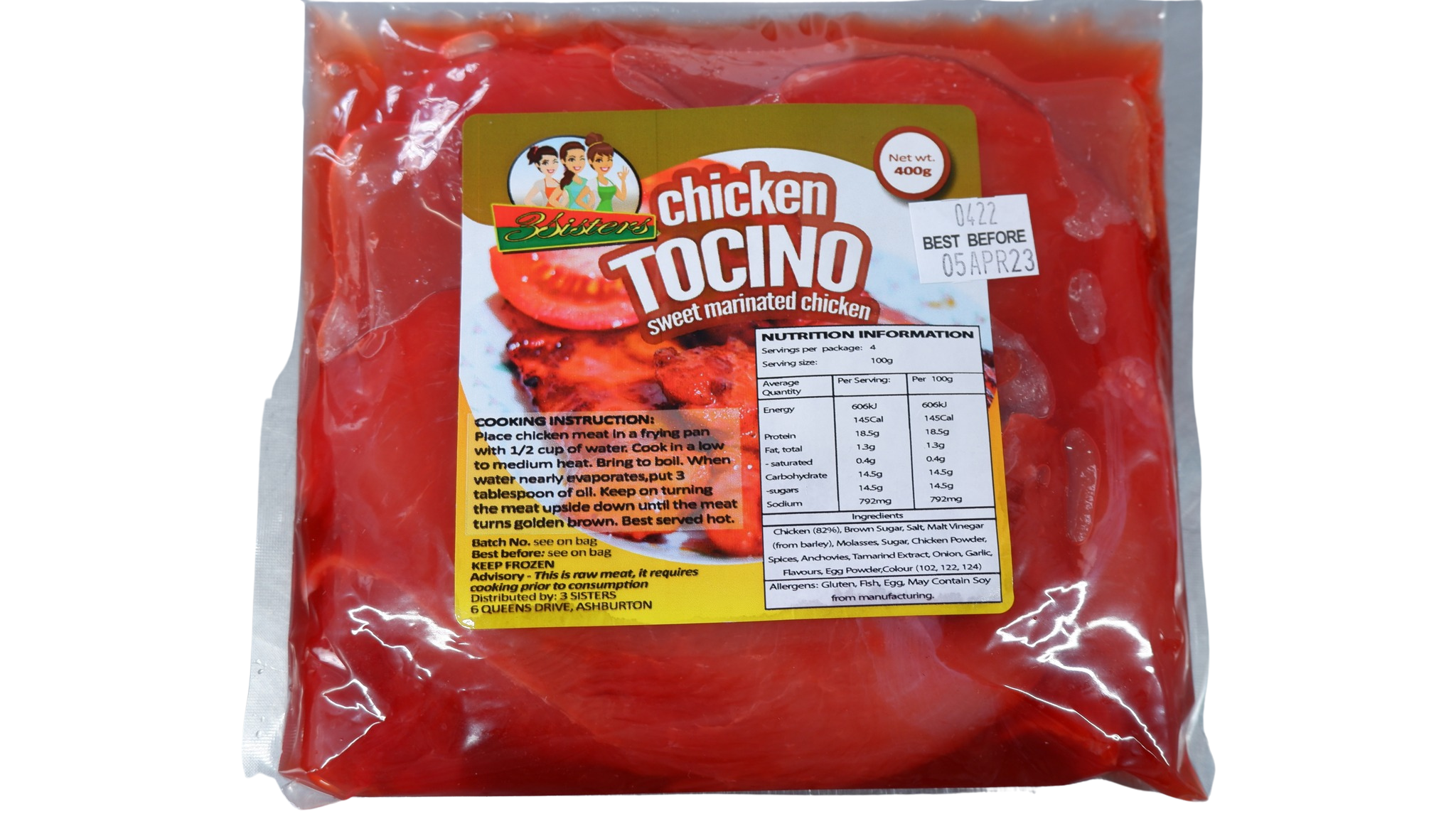 3 Sisters Frozen Chicken Tocino 400g