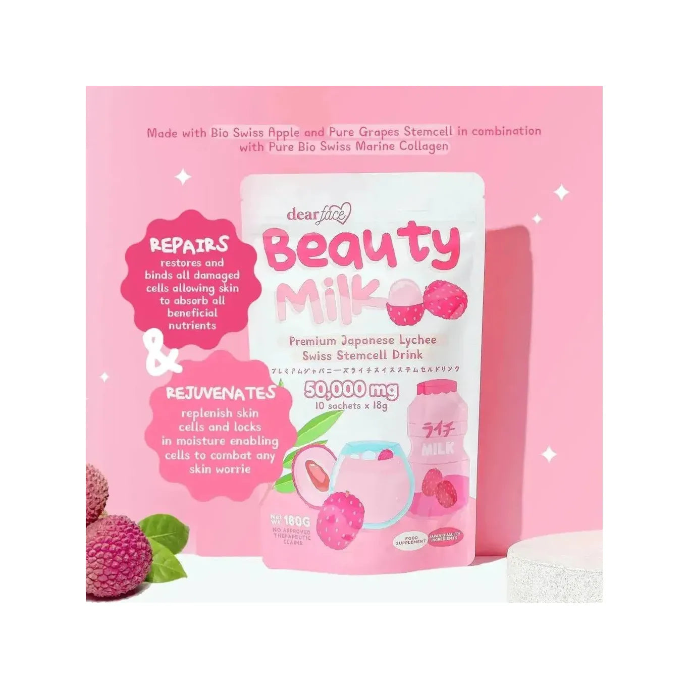 Beauty Milk Japanese Lychee 18g x 10 - Golden Buffalo Grocery Store