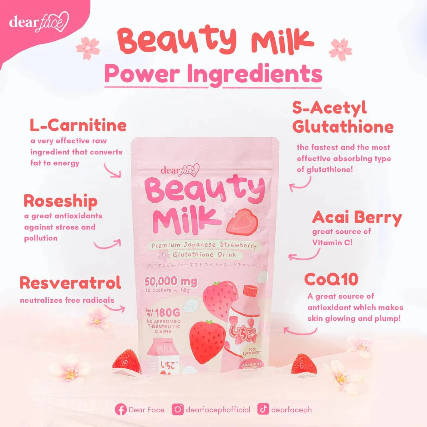 Beauty Milk Japanese Strawberry 18g x 10