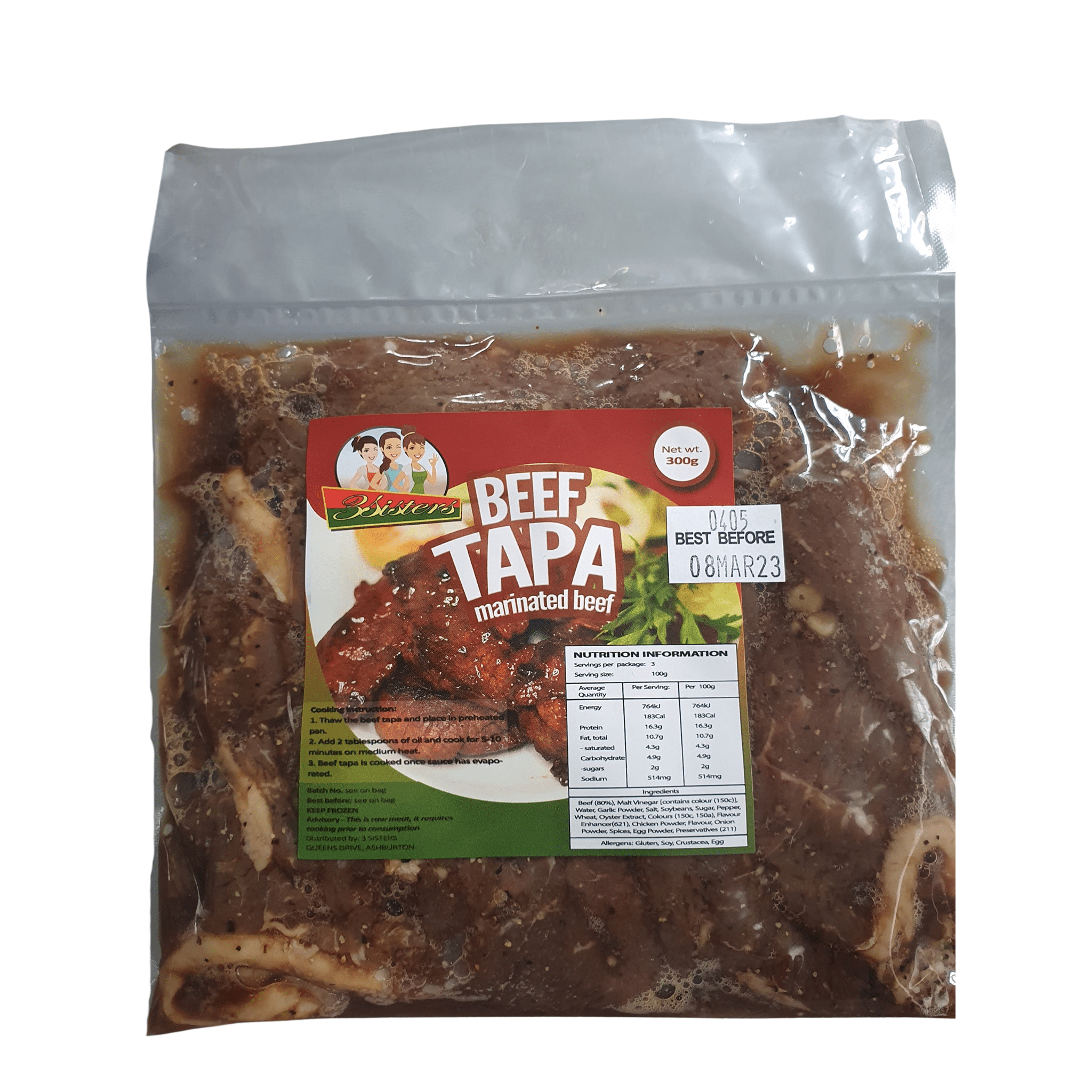 3 Sisters Frozen Beef Tapa 300g - Golden Buffalo Grocery Store