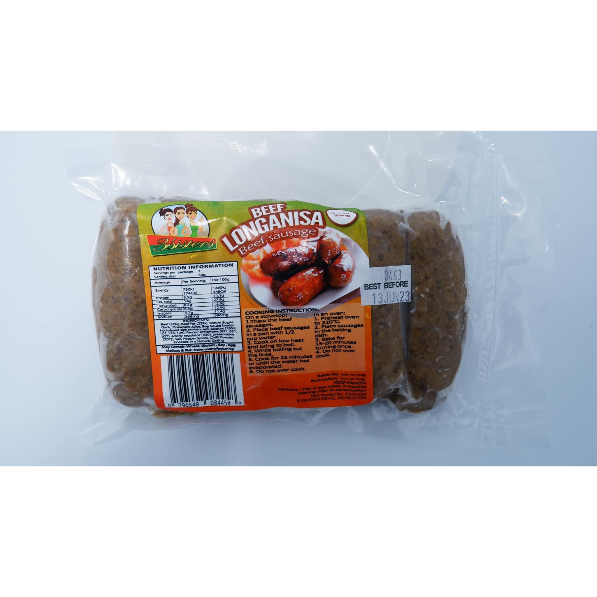 3 Sisters Longanisa Beef 350g - Golden Buffalo Grocery Store