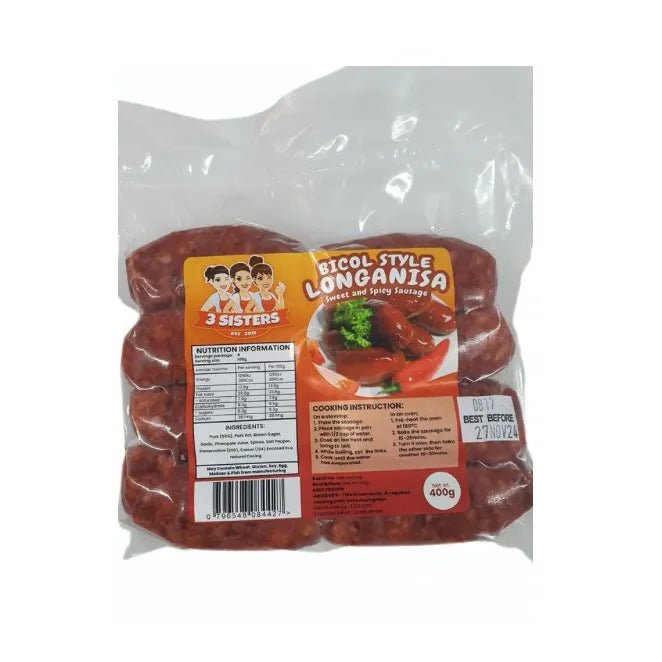 3 sisters Longanisa Bicol 400g - Golden Buffalo Grocery Store