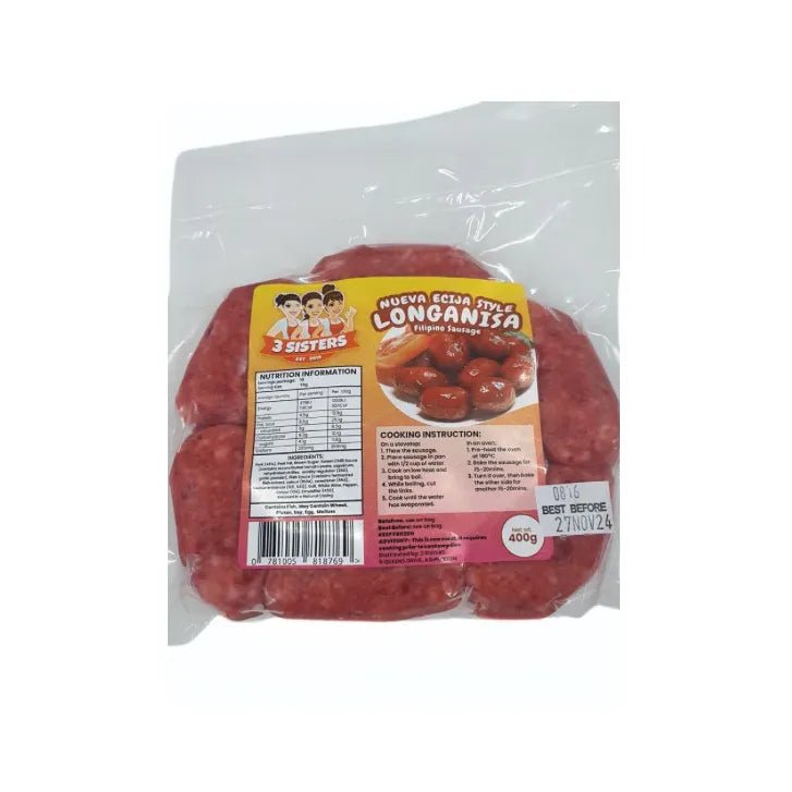3 sisters Nueva Ecija Style Longanisa 400g - Golden Buffalo Grocery Store