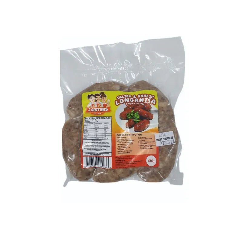3 sisters Salt & Garlic Longanisa 400g - Golden Buffalo Grocery Store