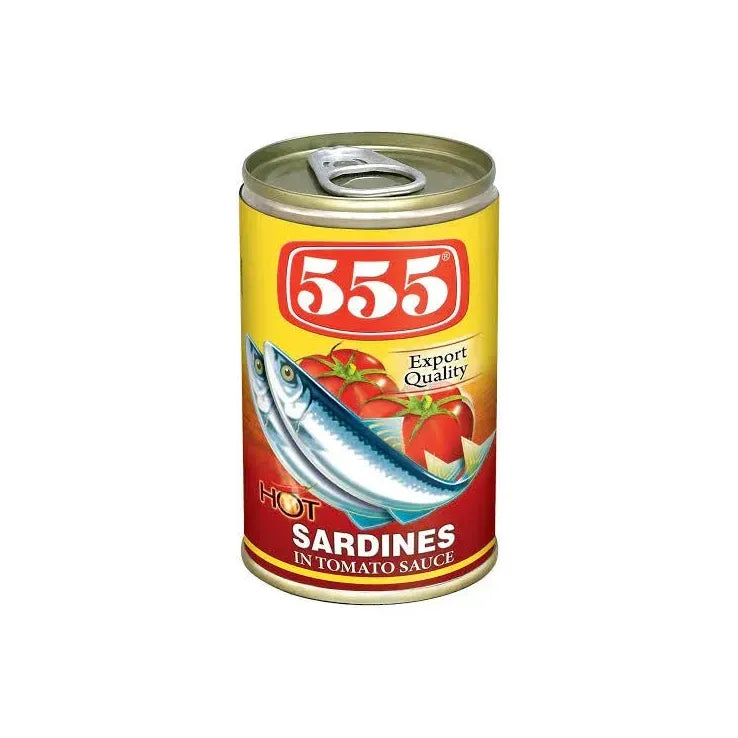 555 HOT Sardines in Tomato Sauce with Chili 425g - Golden Buffalo Grocery Store