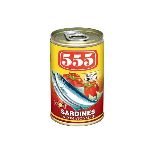 555 HOT Sardines in Tomato Sauce with Chili 425g - Golden Buffalo Grocery Store