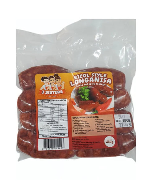 3 sisters Longanisa Bicol 400g