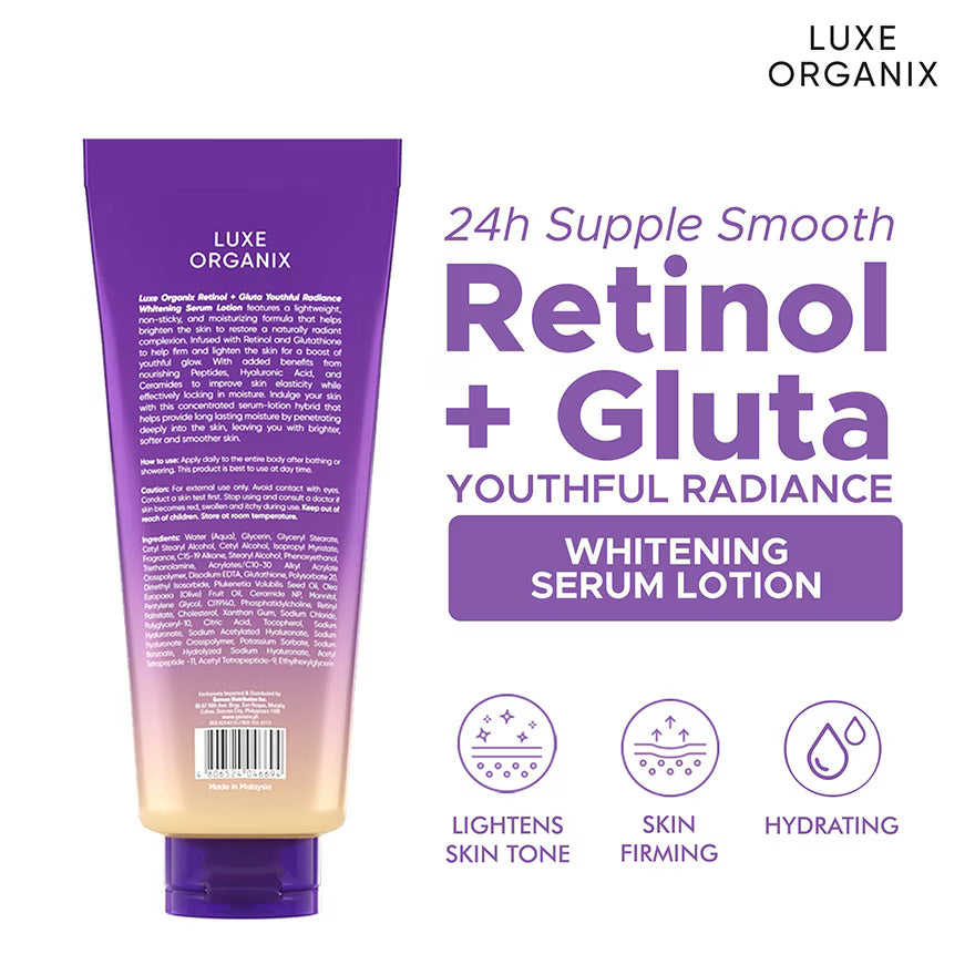 Luxe Organix Retinol + Gluta Whitening Serum Lotion 350ml