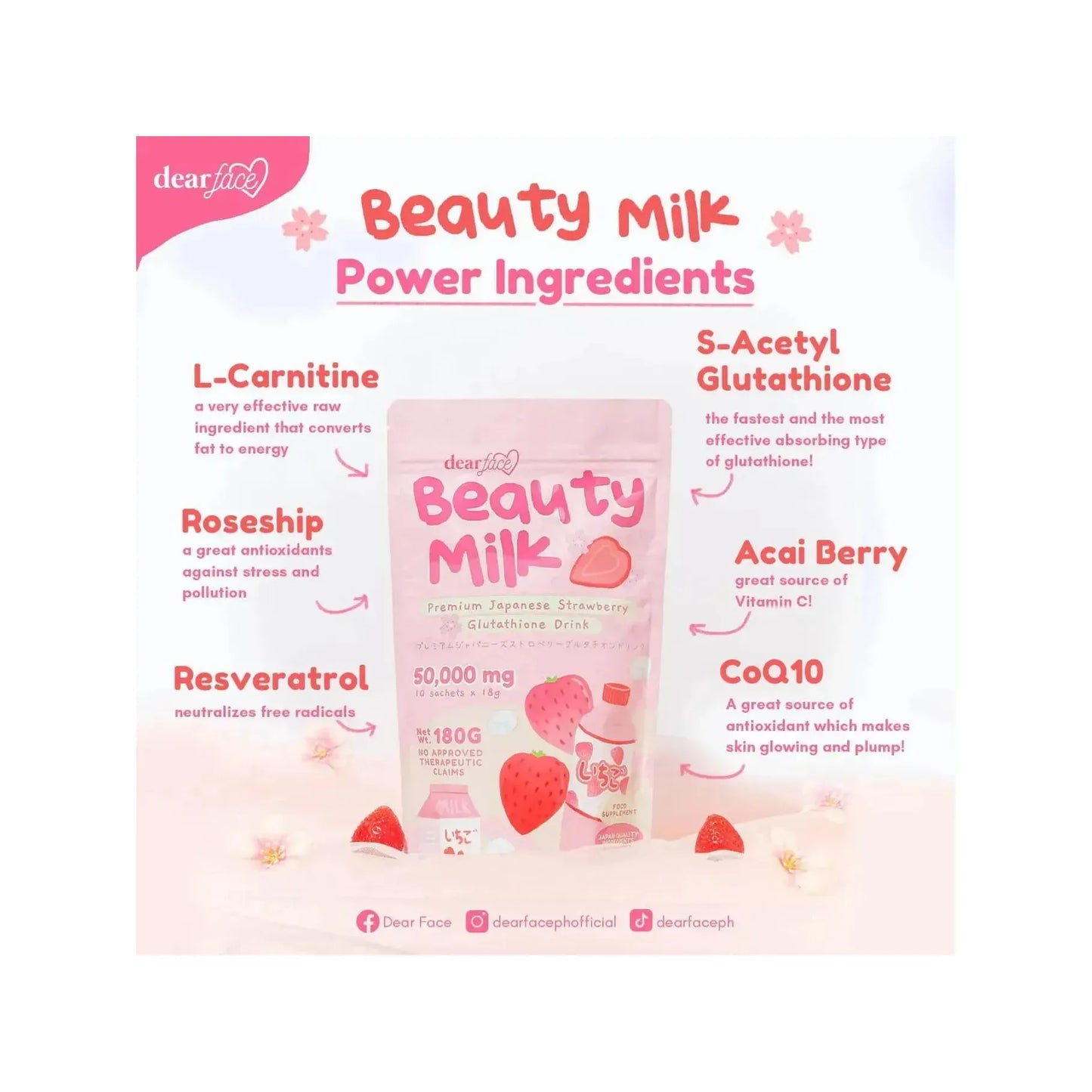Beauty Milk Japanese Strawberry 18g x 10 - Golden Buffalo Grocery Store