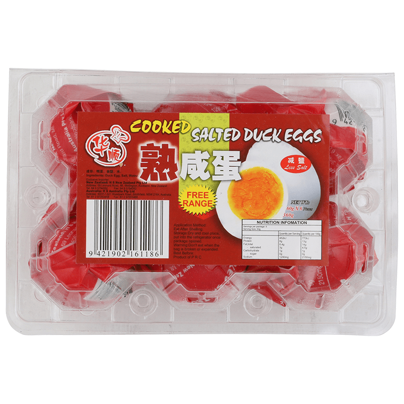 Huashun Cooked Salted Duck Egg 60g x6 - Golden Buffalo Grocery Store