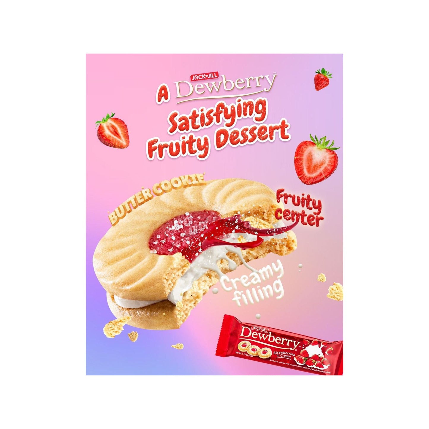 Jack n Jill Dewberry Strawberries n Cream 33g x 10 - Golden Buffalo Grocery Store