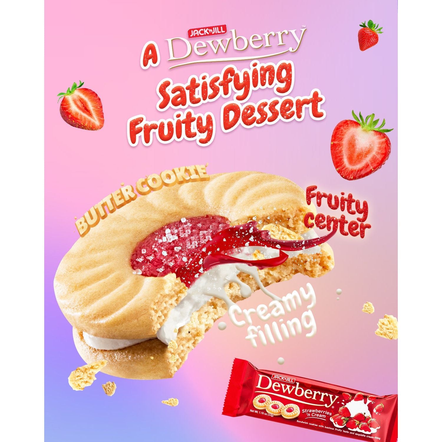 Jack n Jill Dewberry Strawberries n Cream 33g x 10 - Golden Buffalo Grocery Store