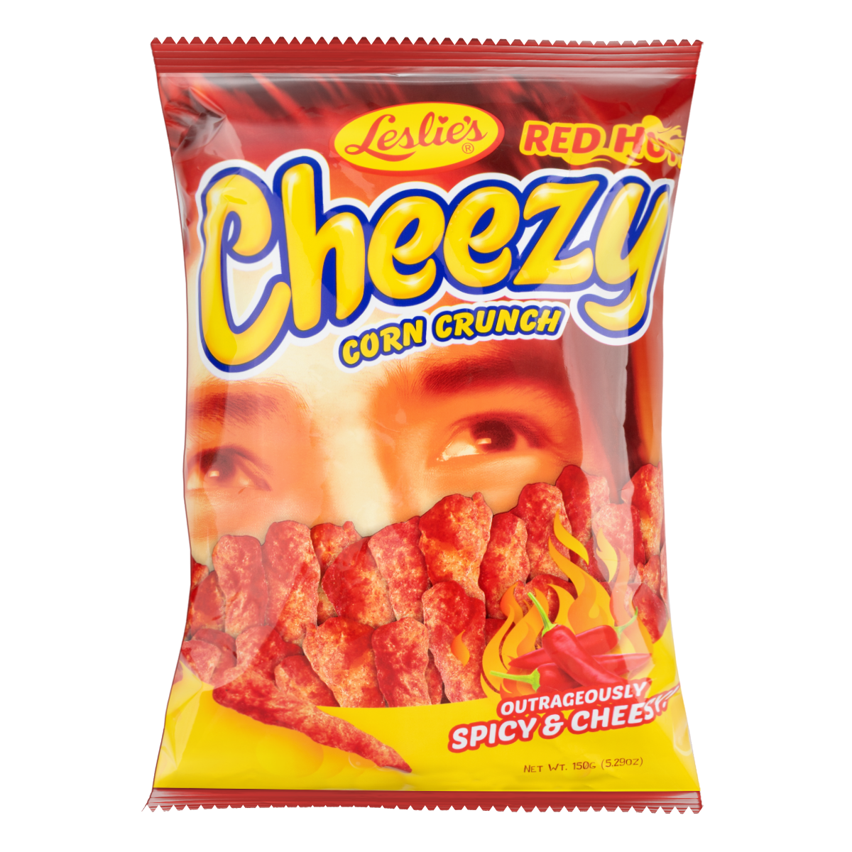 Leslie Cheezy Corn Crunch - Red Hot 150g - Golden Buffalo Grocery Store