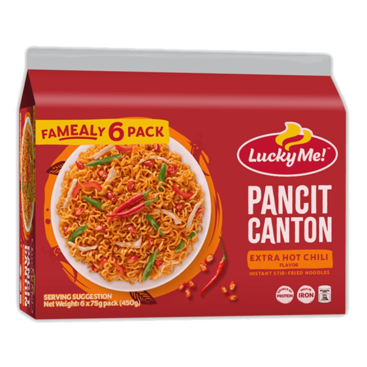 Lucky Me Pancit Canton Hot & Spicy Chili 6pk - Golden Buffalo Grocery Store