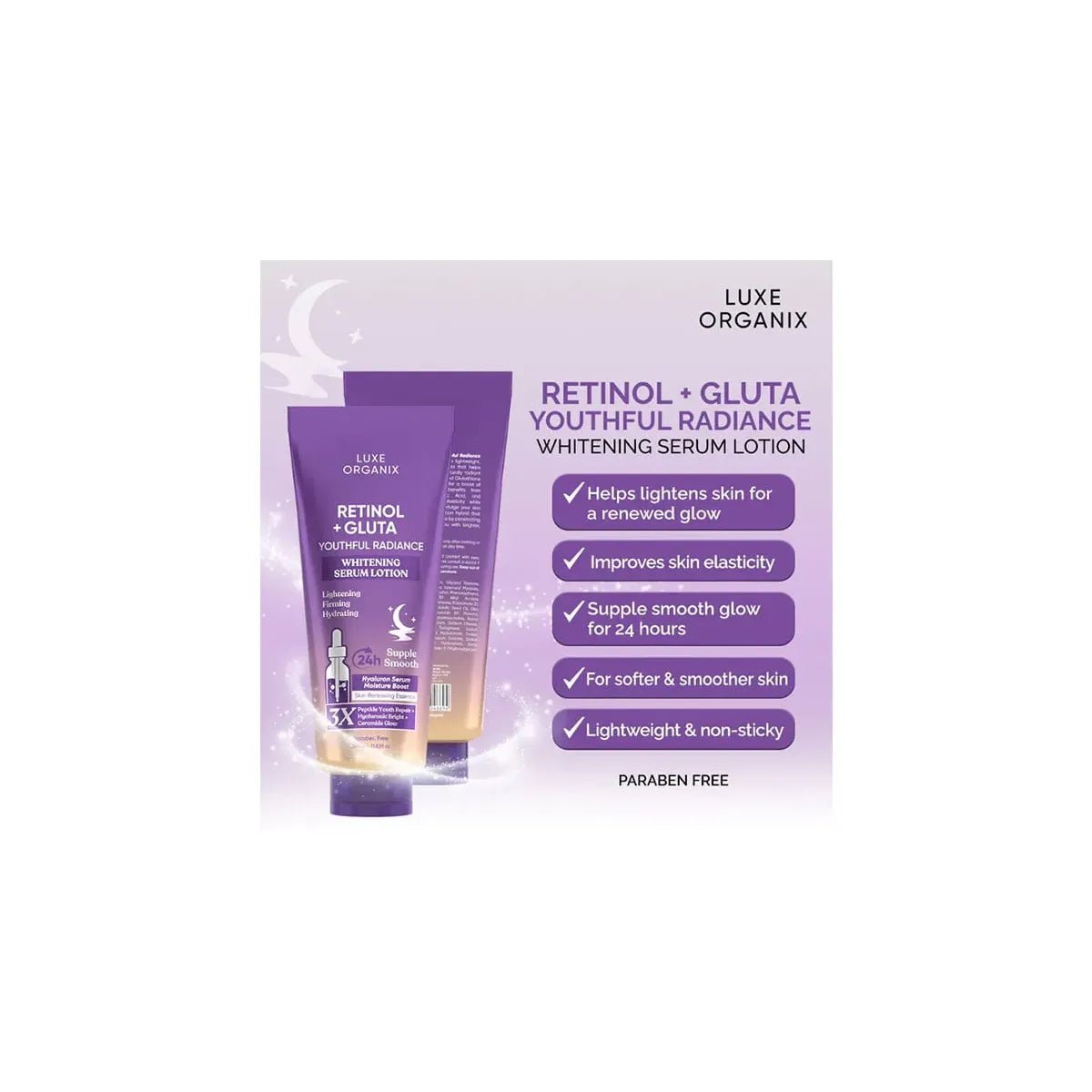 Luxe Organix Retinol + Gluta Whitening Serum Lotion 350ml - Golden Buffalo Grocery Store