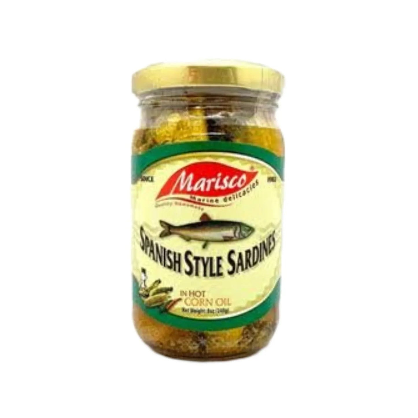 Marisco Green Spanish Style Sardines in Hot Corn Oil 240g - Golden Buffalo Grocery Store