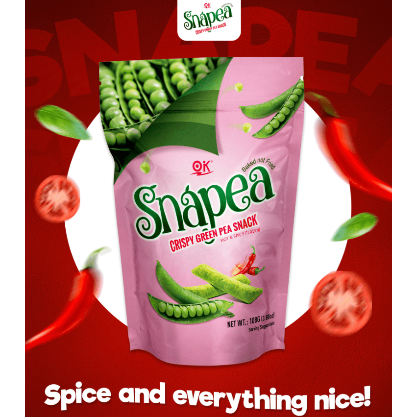 OK Snapea Crispy Green Pea Snack 108g - Hot & Spicy - Golden Buffalo Grocery Store