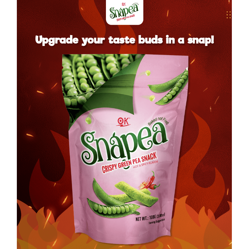 OK Snapea Crispy Green Pea Snack 108g - Hot & Spicy - Golden Buffalo Grocery Store