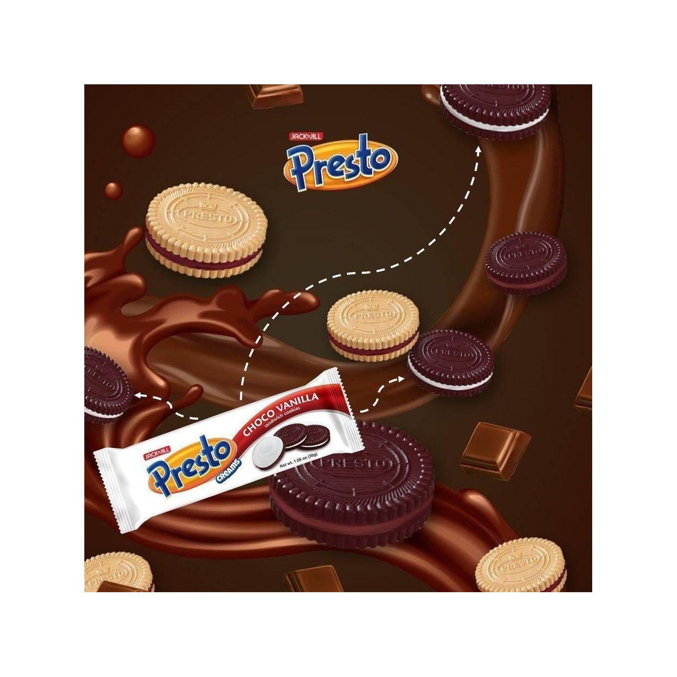 Presto Cream Choco Vanilla 30g x 10 - Golden Buffalo Grocery Store