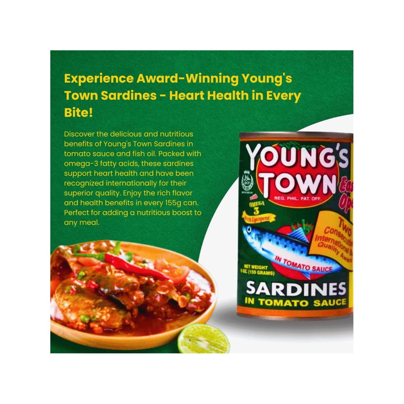 Young's Town Sardines in Tomato Sauce 155g - Golden Buffalo Grocery Store